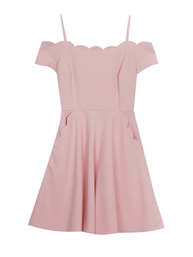 Pink blush deals scalloped dress